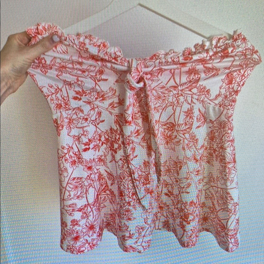 Red Floral Off-Shoulder Blouse